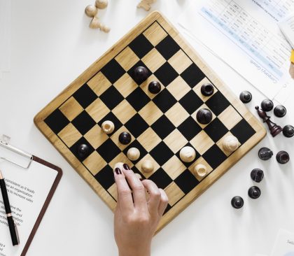 Business strategy, chess, visual insights outsource